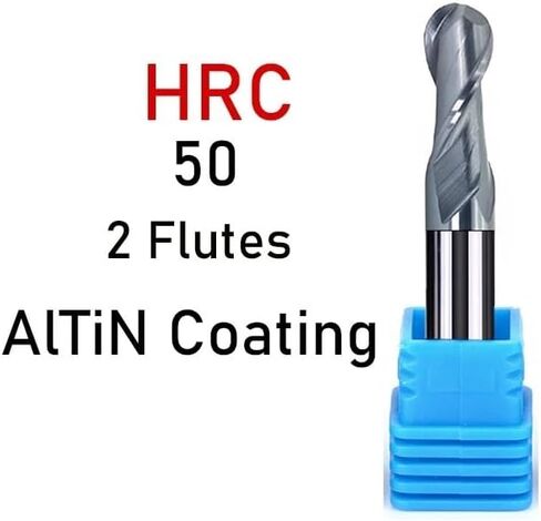 HRC50 55 65 4mm 6mm 8mm Shank Ball Nose End Mill Tungsten Carbide Cutter CNC Router Bit Milling Tool R0.5 2 4 Flute(HRC50-2F,R6X12DX100L) in Saudi Arabia