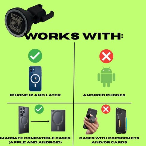 حامل هاتف Luna's Golf Cart ، متوافق مع: Magsafe Mount مع مغناطيس 45 رطل ، مفصل كرة قابل للتعديل ، iPhone 12+ متوافق ، أسود in Saudi Arabia
