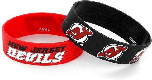 NHL New Jersey Devils Silicone Rubber Bracelet, 2-Pack in Saudi Arabia