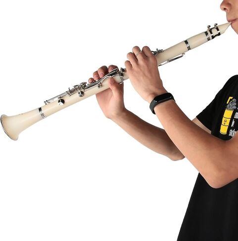 eBonite BB Clarinet 17 Keys ، Clarinet with Reed ، Hard Case ، Gloves ، Cleaning Cloth BB Clarinet for Beginners Musical Musical (White ؛#1) in Saudi Arabia