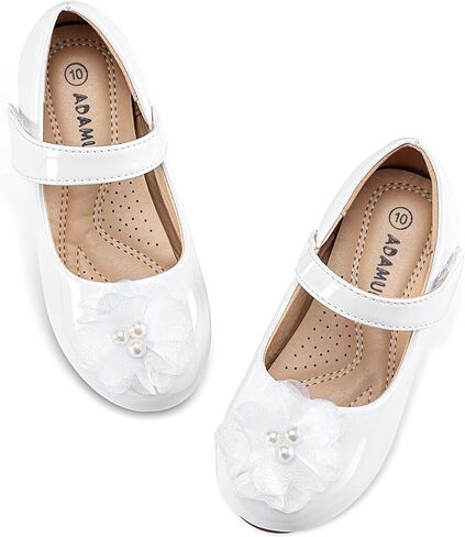 ADAMUMU Toddler Dress Shoes Flower Girl Shoes for Weeding Cute Toddler Mary Jane Shoes Lace Flore Ballet Flat for Walking, Jumping in Kuwait