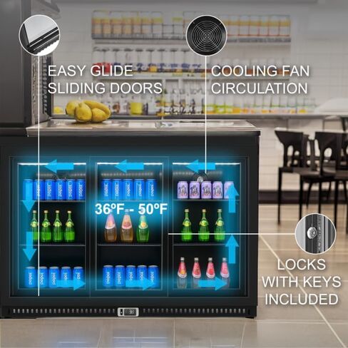 Back Bar Cooler with 2 Glass Doors, Counter-Height Beverage Refrigerator, 7.5 Cu.Ft., Commercial Fridge with LED in Saudi Arabia
