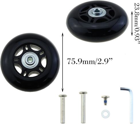 DGZZI 1 Pair Luggage Suitcase Replacement Wheels Rubber Swivel Caster Bearing Repair Kit Scooters Equipment Component 75x24mm in Saudi Arabia