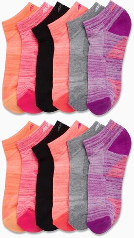 Avia Women's Low Cut Socks - 12 Pack Performance Cushion Comfort No Show Socks - Breathable Athletic Socks for Women (4-9), Size 4-9, Bright Assorted in Saudi Arabia