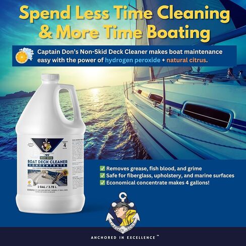Captain Don's Non-Skid Boat Deck Cleaner Concentrate, 1 Gallon – Makes 4 Gallons – Citrus + Oxygenated Formula – Removes Dirt, Grease, & Stains – Essential Boat Cleaning Supplies in Saudi Arabia