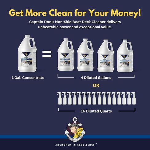 Captain Don's Non-Skid Boat Deck Cleaner Concentrate, 1 Gallon – Makes 4 Gallons – Citrus + Oxygenated Formula – Removes Dirt, Grease, & Stains – Essential Boat Cleaning Supplies in Saudi Arabia