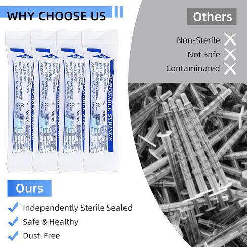 20 Pack 3ml Syringes with 23G 1 Inch, Disposable Luer Lock Syringe Individually Sterile Packed for Scientific Lab, Liquid Measuring and Dispensing in Saudi Arabia