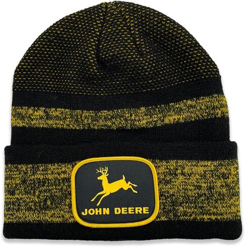 John Deere Mens Vintage Yellow Logo Beanie-Black/Yellow in Saudi Arabia