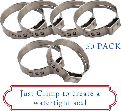 50pcs 1 "Clamps PEX ، 304 حلقات مشبك PEX الفولاذ المقاوم للصدأ لتوصيل أنابيب PEX (1") in Saudi Arabia