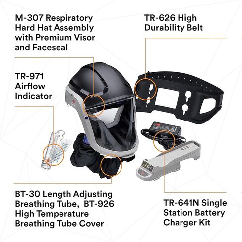 3M PAPR Respirator, Versaflo Powered Air Purifying Respirator Kit, TR-600-HIK, Heavy Industry, All-in-One Respiratory Protection, Easy to Use, High Capacity Battery, Metalwork, Grinding in Saudi Arabia