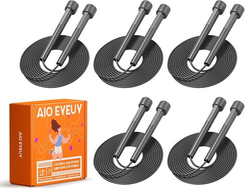 5 حزمة قفزة قابلة للتعديل حبل للياقة وممارسة الرياضة ، حبل تخطي PVC خفيفة الوزن للرجال والنساء والأطفال خالية من التوابل للحفاظ على لياقتك والتدريب والتمرين in Kuwait