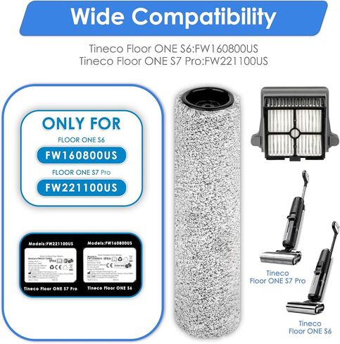 【Version 2, Detachable】(2 Pack) S7 Pro Brush Rollers and HEPA Filters Compatible With Tineco Floor One S7 Pro, Floor One S6 Wet Dry Vacuum Cleaner (Excluding Handle) in Saudi Arabia