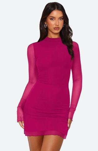 OFEEFAN Women's Bodycon Mock Neck Mini Dress Mele in Saudi Arabia