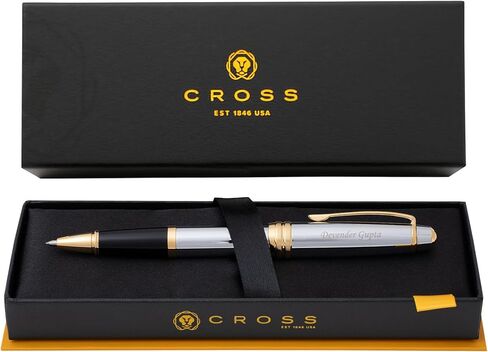 Dayspring الأقلام شخصية Cross Cross Bailey Rollerball Pen | مخصصات محفورة بالفخامة أقلام للرجال والنساء والمهنيين والمديرين التنفيذيين مع مربع الهدايا | حبر أسود ناعم | ورنيش أحمر مع تقليم الكروم in Kuwait