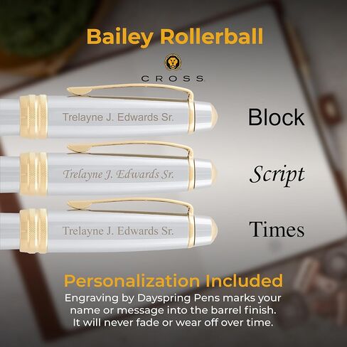Dayspring الأقلام شخصية Cross Cross Bailey Rollerball Pen | مخصصات محفورة بالفخامة أقلام للرجال والنساء والمهنيين والمديرين التنفيذيين مع مربع الهدايا | حبر أسود ناعم | ورنيش أحمر مع تقليم الكروم in Kuwait