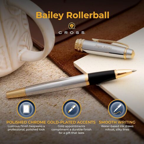Dayspring الأقلام شخصية Cross Cross Bailey Rollerball Pen | مخصصات محفورة بالفخامة أقلام للرجال والنساء والمهنيين والمديرين التنفيذيين مع مربع الهدايا | حبر أسود ناعم | ورنيش أحمر مع تقليم الكروم in Kuwait
