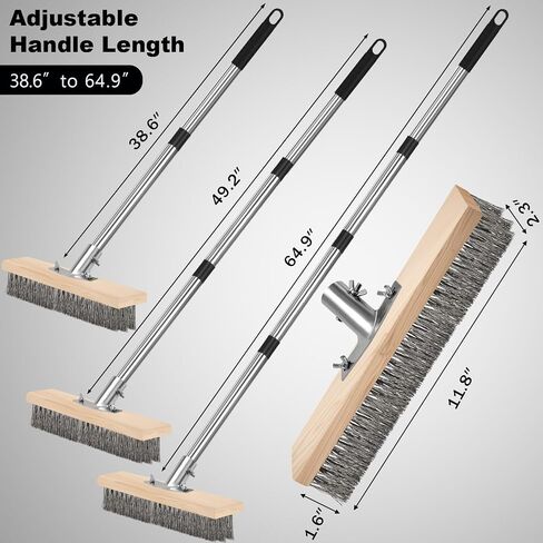 Crack Weeder Brush مجموعة مكنسة الأسلاك الثقيلة ، مزيل الجص الطحلب متعدد الوظائف مع مجتذب الأعشاب الضارة ، مقبض 64.9 بوصة قابلة للفصل لأرضيات سطح السفينة في الهواء الطلق الممرات الممرات الخرسانية. in Kuwait