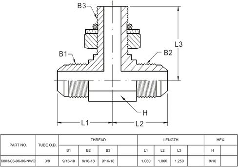 (2 pack) 6803-06-06-06-NWO محول هيدروليكي مناسب 9/16 "-18UNF ذكر JIC 37 ° × 9/16" -18UNF MALE JIC 37 ° × 9/16 "-18UNF MALE MALE RING TEE BOSS in Saudi Arabia