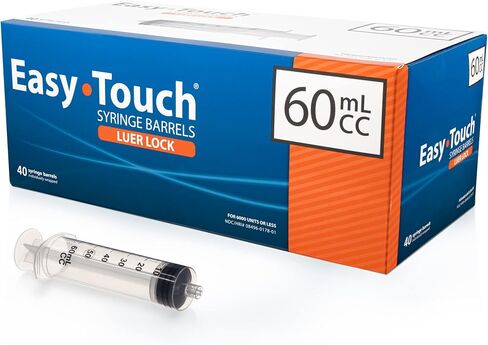 Easy Touch 60cc/ ML Luer-Lock Syringe Barrels Slip Tip, 40 pack in Saudi Arabia