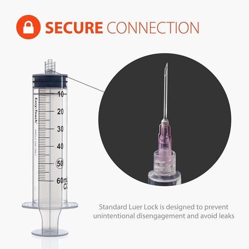 Easy Touch 60cc/ ML Luer-Lock Syringe Barrels Slip Tip, 40 pack in Saudi Arabia