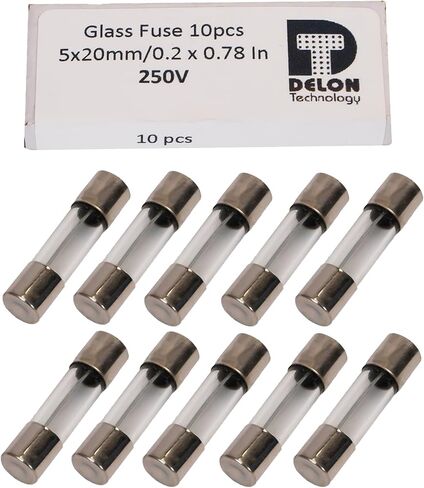 2A Delon Technology - Glass Fuses, time-lag, 10 Pack, 5x20mm / 0.2 x 0.78 Inch, 250V, T2AL250V in Saudi Arabia