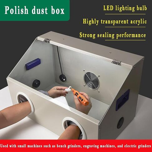 جامع الغبار Sandblaster Lab ، صندوق تلميع الأسنان وطحنه ، مع مروحة قوية 2800 دورة في الدقيقة ، مصابيح LED مدمجة ، للطحن ، النقش ، التلميع in Kuwait