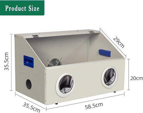 جامع الغبار Sandblaster Lab ، صندوق تلميع الأسنان وطحنه ، مع مروحة قوية 2800 دورة في الدقيقة ، مصابيح LED مدمجة ، للطحن ، النقش ، التلميع in Kuwait