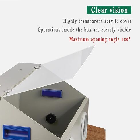 جامع الغبار Sandblaster Lab ، صندوق تلميع الأسنان وطحنه ، مع مروحة قوية 2800 دورة في الدقيقة ، مصابيح LED مدمجة ، للطحن ، النقش ، التلميع in Kuwait