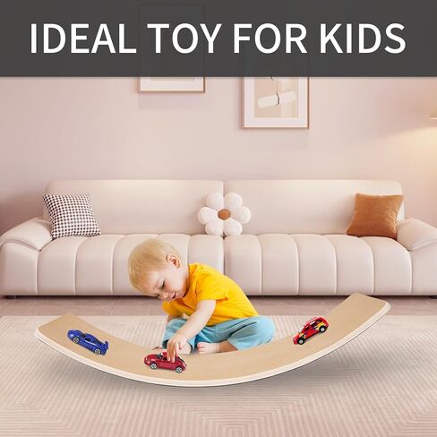 Balance Board, 32 Inch Wooden Wobble Board, Montessori Rocker Yoga Curvy Board Natural Wood, Open Ended Learning Toy, Sensory Play Equipment for Office & Classroom, Multiple Colors in Saudi Arabia