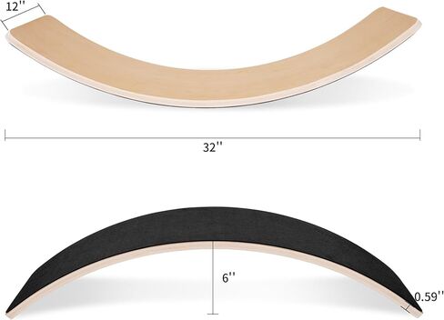Balance Board, 32 Inch Wooden Wobble Board, Montessori Rocker Yoga Curvy Board Natural Wood, Open Ended Learning Toy, Sensory Play Equipment for Office & Classroom, Multiple Colors in Saudi Arabia