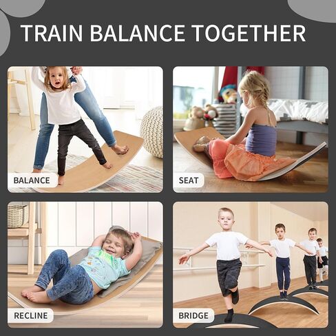 Balance Board, 32 Inch Wooden Wobble Board, Montessori Rocker Yoga Curvy Board Natural Wood, Open Ended Learning Toy, Sensory Play Equipment for Office & Classroom, Multiple Colors in Saudi Arabia