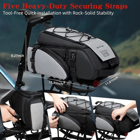 حقيبة رف الدراجة مع غطاء المطر-19L مقاوم للماء إكسسوارات الدراجات الدراجة 4 في 1 Crossbody Luggage Counter Bag Counter للتنقل التسوق في الهواء الطلق ملحق ركوب الدراجات في الهواء الطلق in Kuwait