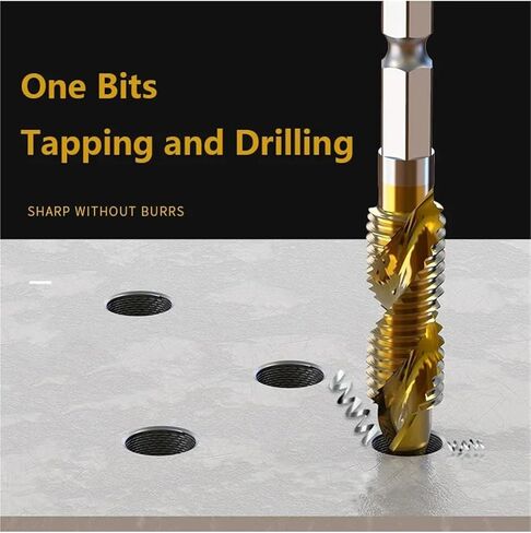 Tap Drill Bits Set Titanium Plated Hex Shank HSS Countersink Thread Metric Screw Machine Compound M3 M4 M5 M6 M8 M10 Hand Tools(M3x0.5 Golden) in Saudi Arabia