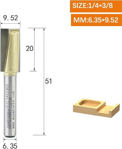 Arden 2 Flutes Carbide Bottom Cleaning Bet Woodworking Woodwork Flat Bottom Cnc Tool for MDF Solid Wood (6.35 × 9.52) in Saudi Arabia