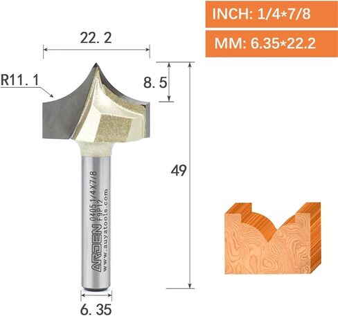Point Cutting Round Over Bit Carbide Carving Tool Woodworking Tip Arc Edge Milling Cutter MDF Engraving Router Bit(6.35x22.2) in Saudi Arabia