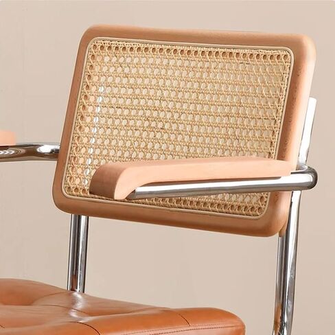 Office Chair Liftable Office Chair with Rattan Backrest, Book Chair with Armrests, Living Room Chair Color: Brown and Dark Green Home Office Desk Chairs(B) in Saudi Arabia
