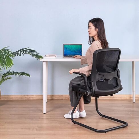 Office Chair Ergonomic Desk Chair with Adjustable Armrests and Lumbar Support, Grid Office Task Chair, Black High Chair for Home Use Home Office Desk Chairs in Saudi Arabia