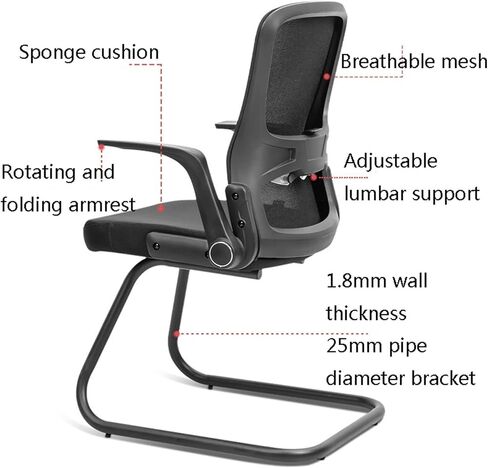 Office Chair Ergonomic Desk Chair with Adjustable Armrests and Lumbar Support, Grid Office Task Chair, Black High Chair for Home Use Home Office Desk Chairs in Saudi Arabia