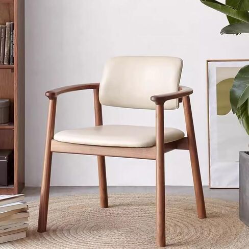 Office Chair Solid Wood Dining Chair Soft Backrest Table Pad Study Chair Walnut Color Home Dressing Chair Size: 25 Inches Home Office Desk Chairs(A) in Saudi Arabia
