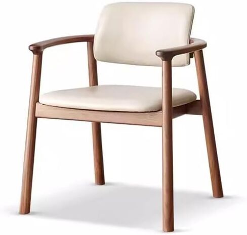 Office Chair Solid Wood Dining Chair Soft Backrest Table Pad Study Chair Walnut Color Home Dressing Chair Size: 25 Inches Home Office Desk Chairs(A) in Saudi Arabia