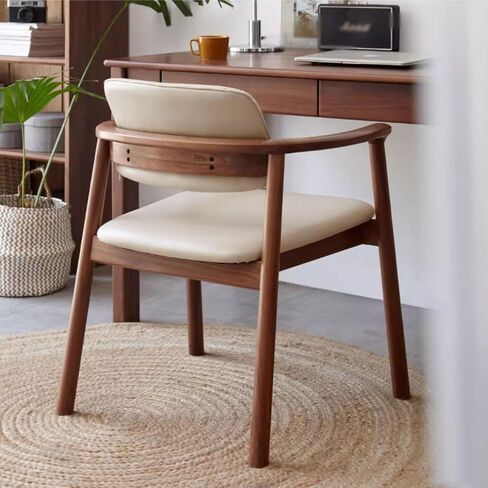 Office Chair Solid Wood Dining Chair Soft Backrest Table Pad Study Chair Walnut Color Home Dressing Chair Size: 25 Inches Home Office Desk Chairs(A) in Saudi Arabia