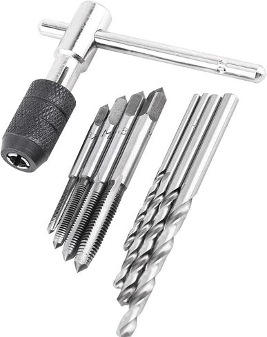 Adjustable T Handle Tap Holder Wrench, 4pcs M3 M6 Metric Taps and 4pcs Drill Bits Widely Application Premium Quality Easy to Use Set Include Wonderful Accessory in Saudi Arabia