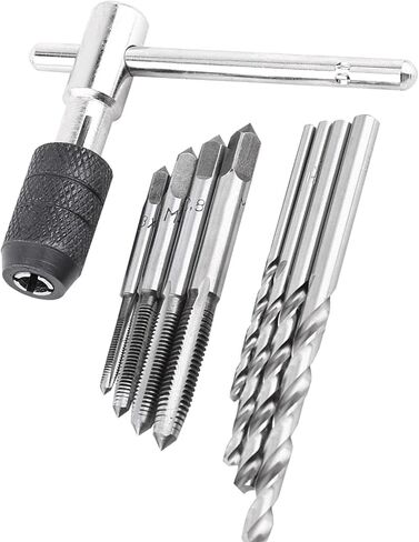 Adjustable T Handle Tap Holder Wrench, 4pcs M3 M6 Metric Taps and 4pcs Drill Bits Widely Application Premium Quality Easy to Use Set Include Wonderful Accessory in Saudi Arabia