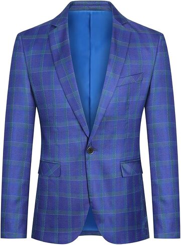 Boyland Men's Casual Suit Blazer Jackets Lightweight One Button Sport Coats Plaid Blazer in Saudi Arabia