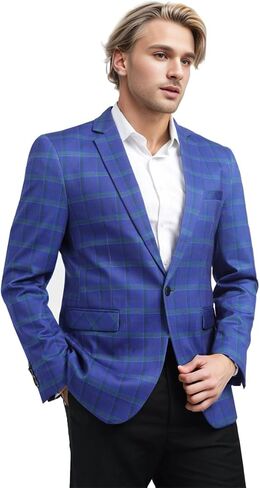 Boyland Men's Casual Suit Blazer Jackets Lightweight One Button Sport Coats Plaid Blazer in Saudi Arabia
