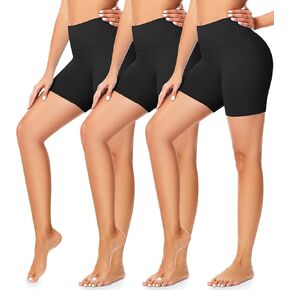 FULLSOFT 3 Pack Workout Gym Shorts for Women - 5" High Waist Tummy Control Scrunch Butt Lifting Seamless Biker Shorts in Saudi Arabia