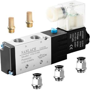 1/4 "NPT Solenoid Valve 4V210-08 12V/24V/110V/220V ملف كهربائي واحد يعمل بالطيار 2 الموضع 5 طريقة اتصال الوصل (DC24V) in Kuwait