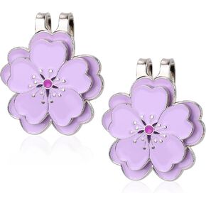 2pcs علامة كرة غولف مغناطيسية مع مقطع قبعة ، شكل زهرة أرجوانية شكل مغناطيس قوي علامة الكرة الجولف الملحقات متعددة الاستخدامات للنساء هدية لاعبي الجولف in Kuwait