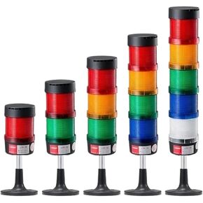 1pcs LED Signal Stack Lamp Rod Disk Base Steady Flash Rotary in 1 Warning Light Tower DC12V/24V No Buzzer(4Layers 220V no Buz) in Saudi Arabia