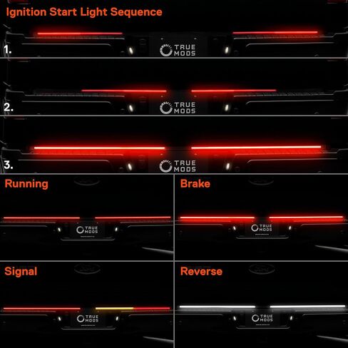 True Mods 60 Inch Smoked LED Tailgate Light Bar Strip for Pickup Truck Trailer Vehicle [Rigid Aluminum] [Ignition Sequence] [Sequential Turn Signal] Rear TBT Running Brake Reverse Tail Gate Lightbar in Saudi Arabia